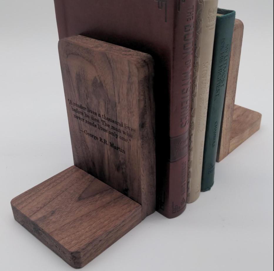 Engraved Hardwood Bookends