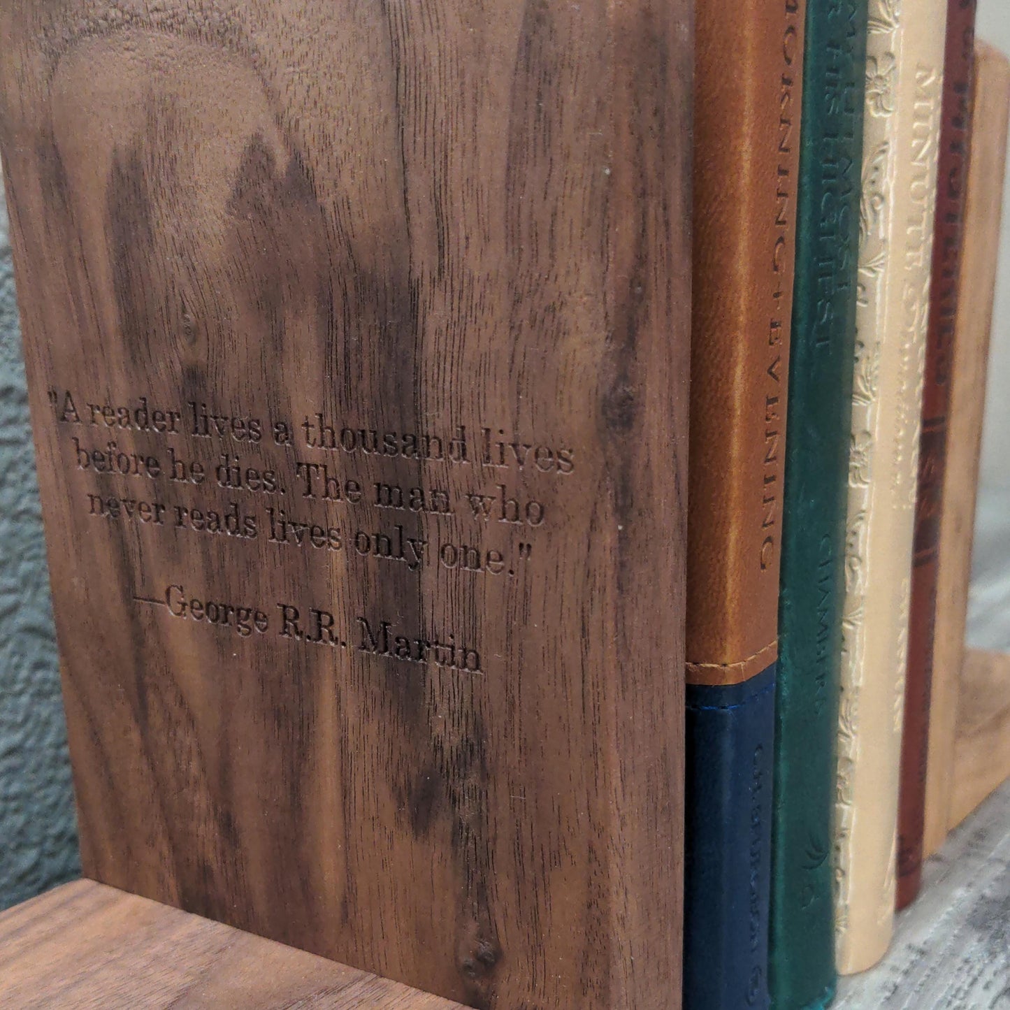 Engraved Hardwood Bookends