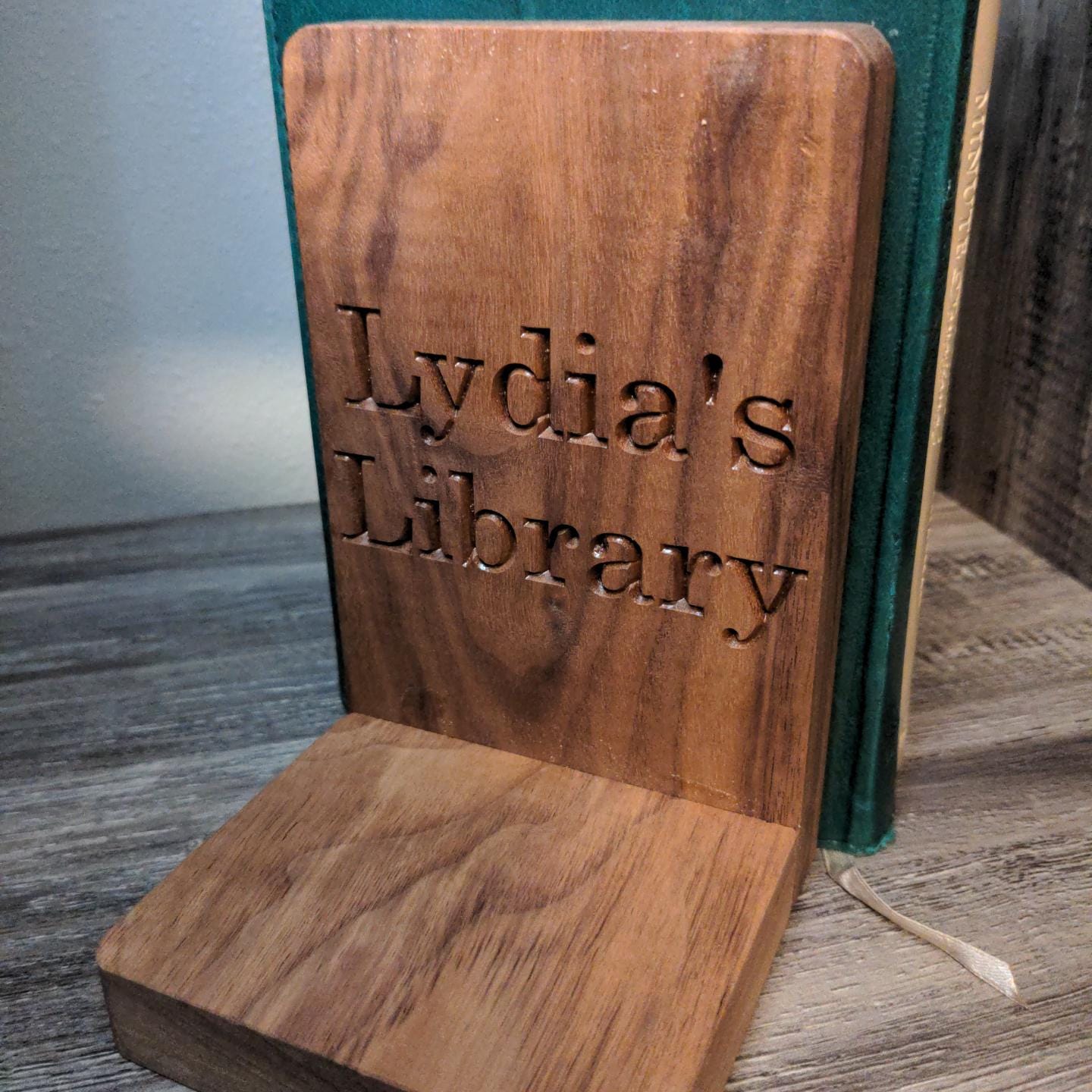 Engraved Hardwood Bookends